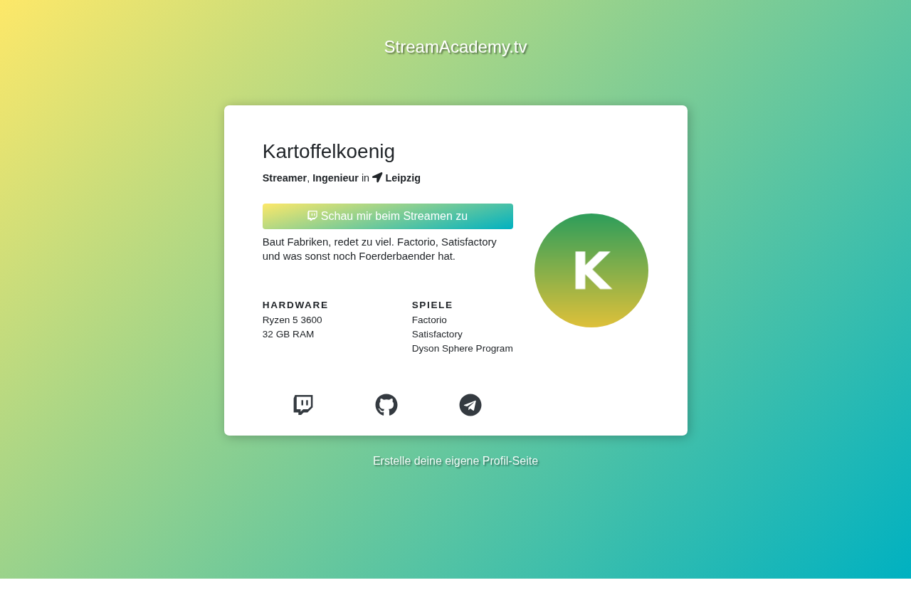 The third template on a different gradient. Same fields, avatar moved to the right.