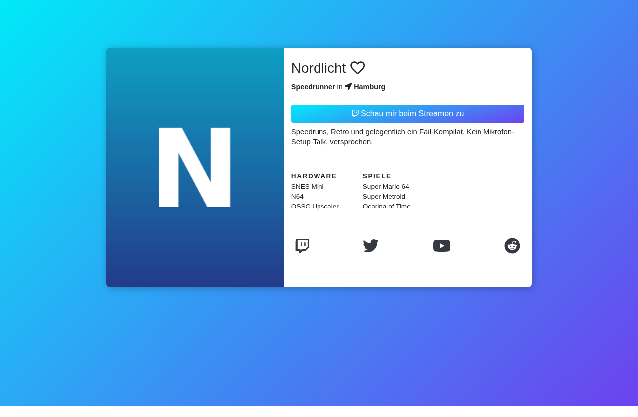 The same idea on template two, this time a Pro account: heart badge by the name, and none of the StreamAcademy branding a free profile carries.